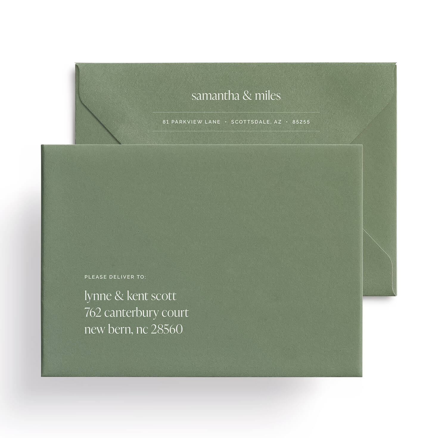 Digital address printing for wedding invitations inspired by Scottsdale, Arizona.